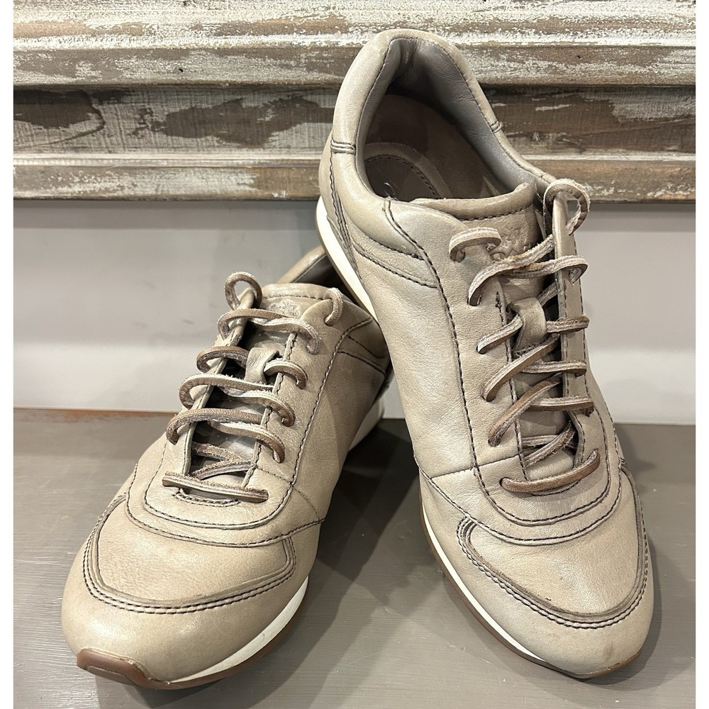 COACH Raeann Women's Size‎ 6.5B Leather Lace Up Taupe Casual Sneaker
